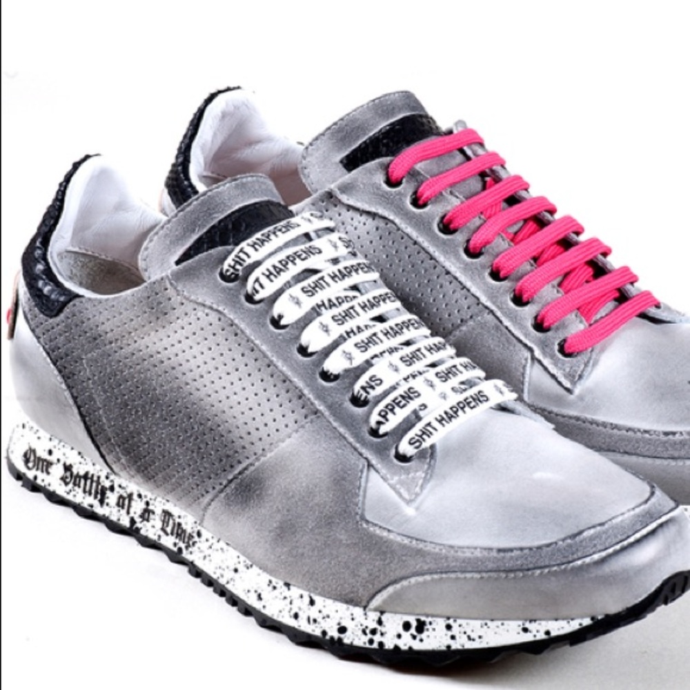 Fabrice Tardieu Tri Runner Shoe with “Sh*t Happens” laces